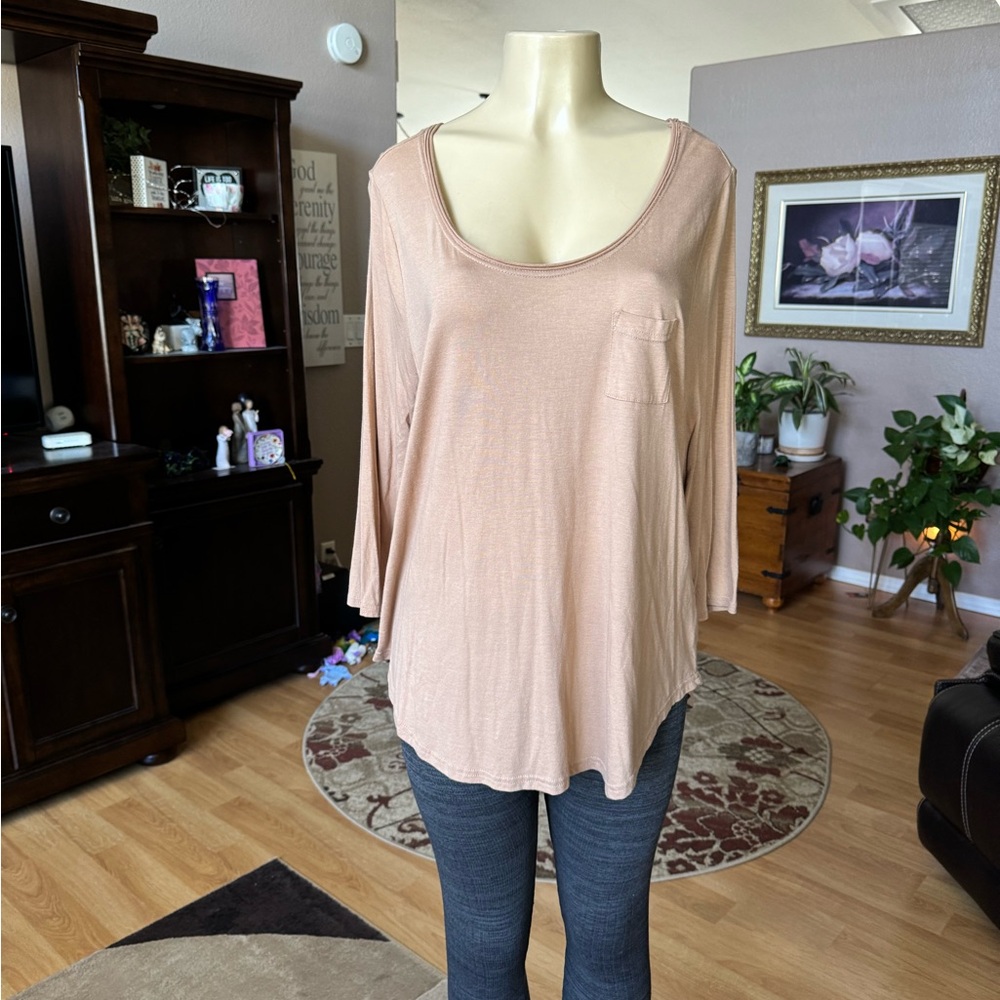 Lane Bryant beige long sleeve Supima cotton top-size 14-16